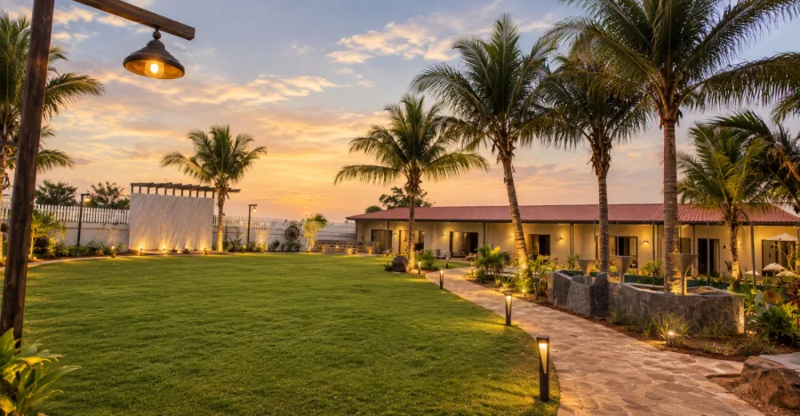 Sunset over the lawn